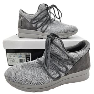 Aqua College Womens Shyla Sneakers Multi Knit Leather Lace Up Waterproof Grey 11